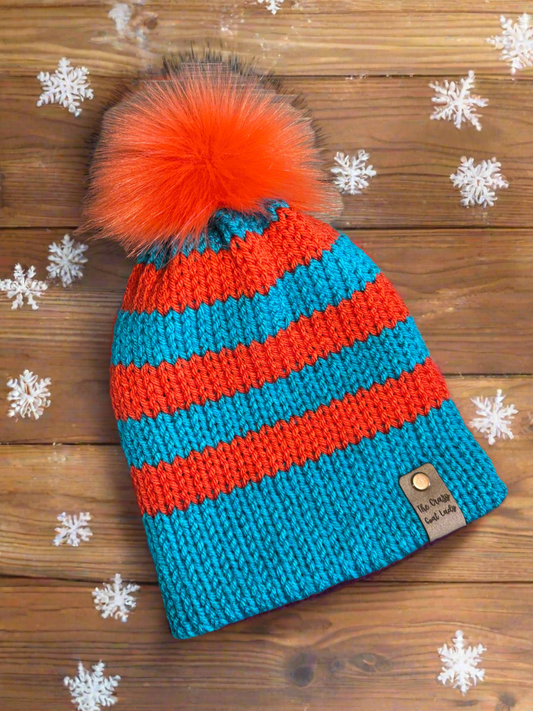 Bonfire Beanie, S Child (orange/turquoise)