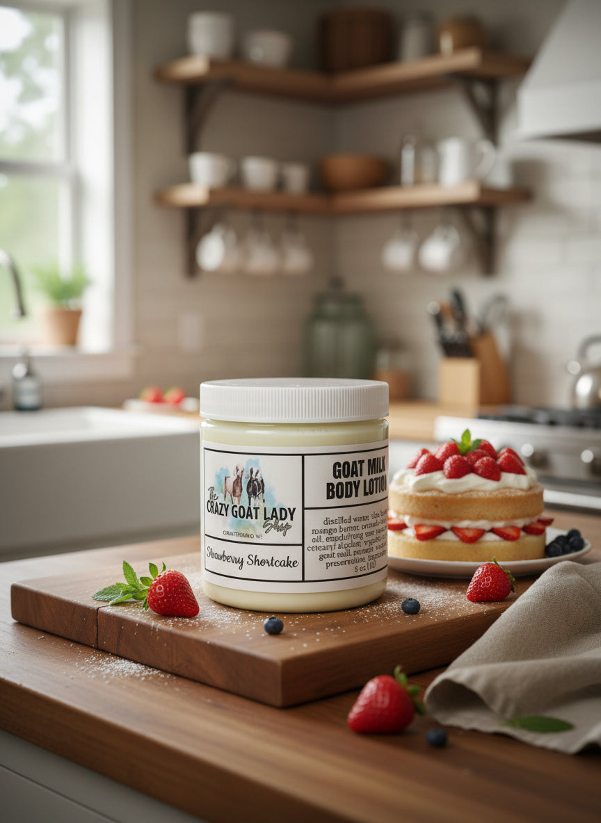 Goat Milk Body Lotion, Strawberry Shortcake