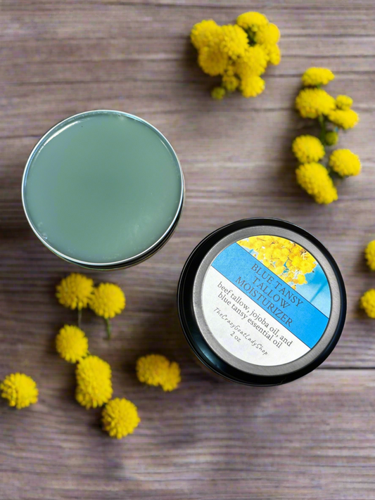 Handmade Blue tansy tallow moisturizer