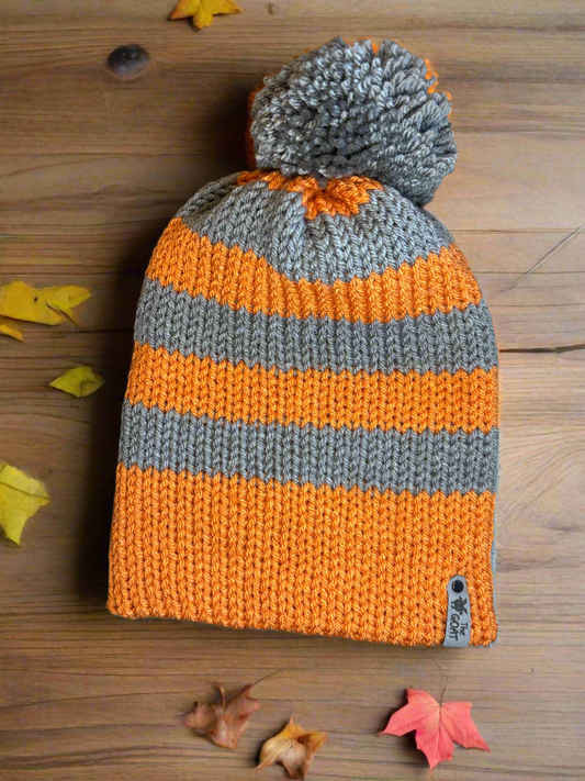 Bonfire Beanie, Medium (Orange/Grey)