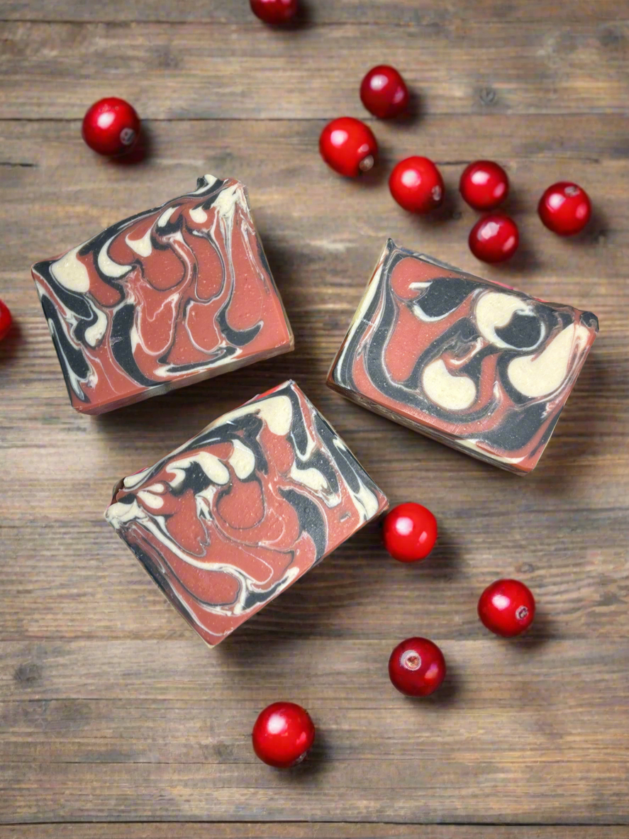 Handmade cranberry goat milk soap