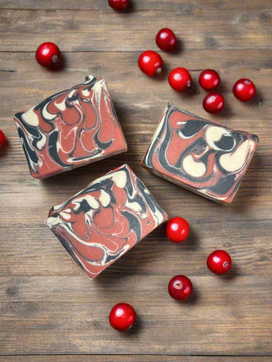 Handmade cranberry goat milk soap