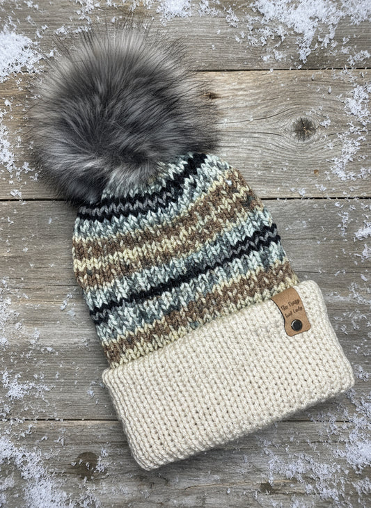 Brimmed Beanie, Large (Cream)