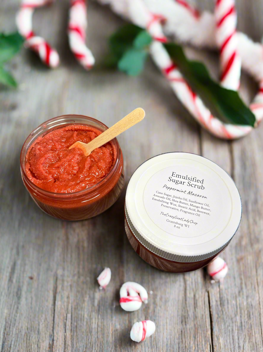 Emulsified sugar scrub, peppermint, handmade