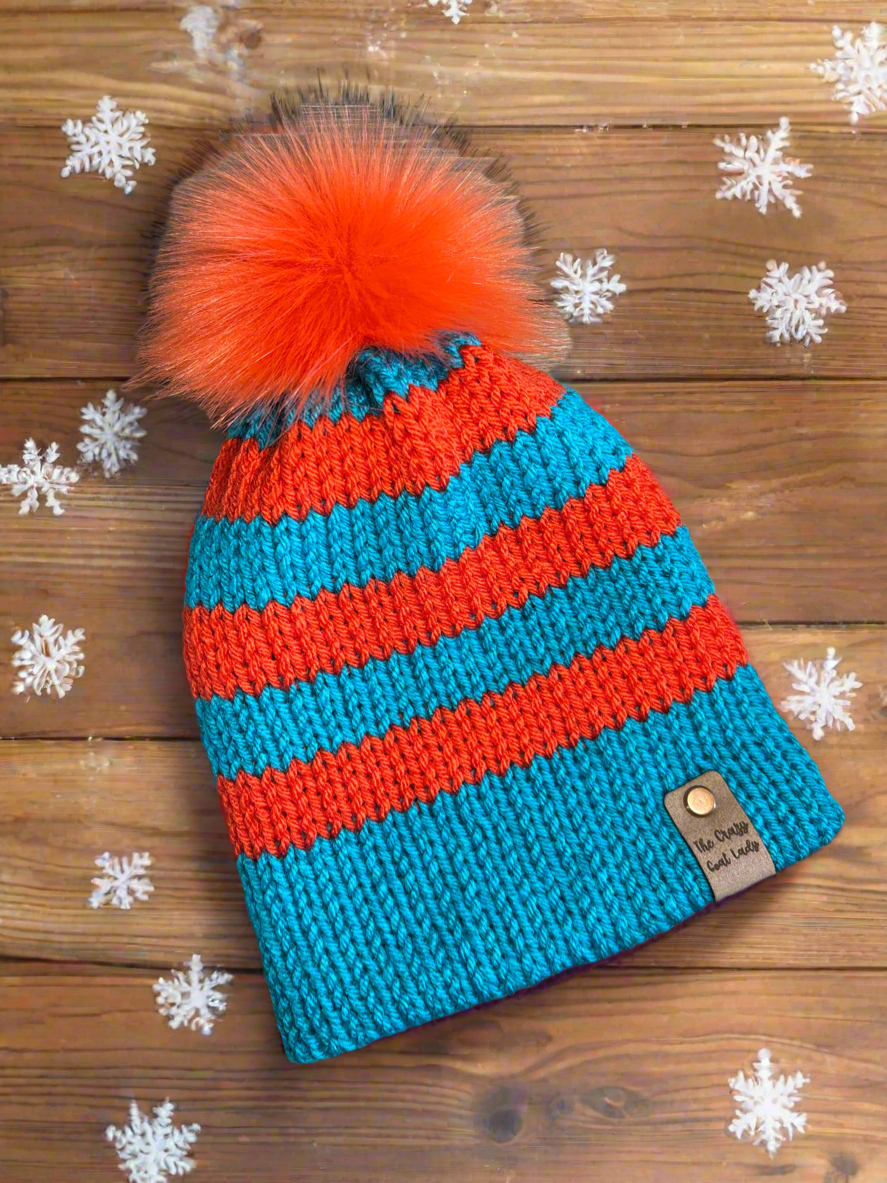 Bonfire Beanie, S Child (orange/turquoise)