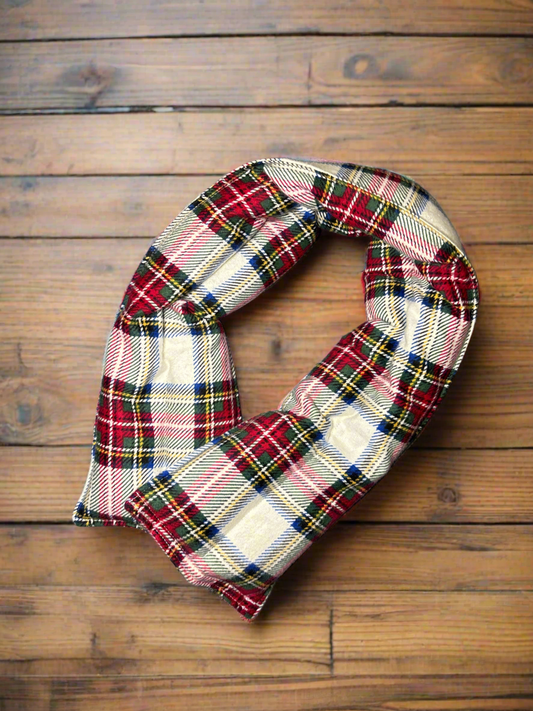 Therapeutic Neck Wrap, Red and Cream Plaid