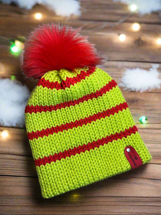 Handmade Grinch winter beanie hat 