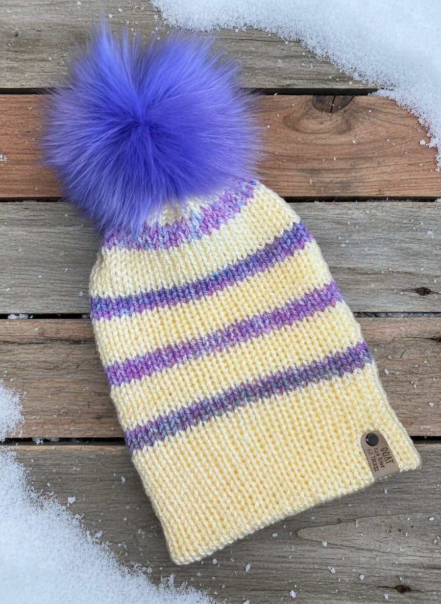 Bonfire Beanie, Large (Yellow/Purple)